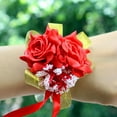 thumbnail image 1 of Pulsera de cinta para fiesta de boda, ramillete de muñeca para dama de honor, flores rosas de espuma, 1 of 5