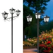 72" Solar Lamp Post Light Outdoor, Triple-Head LED Street Light for Patio, Garden, Driveway