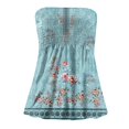 thumbnail image 3 of Playeras,Blusas y Tops,Ropa para Mujer Mujeres Negro Tank Top Camiseta de tirantes sin mangas con estampado floral para mujer, cintura elástica plisada, sin espalda (Sky Blue, XXL), 3 of 4