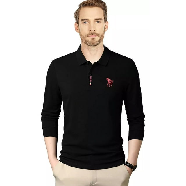 Playera Hombre Manga Larga Polo Moda Casual Camisa