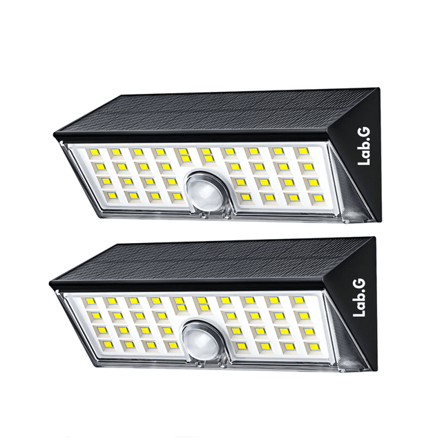 Lámparas Solares de Pared para Exterior 2 Piezas, Sensor de Movimiento Lab.G Negro