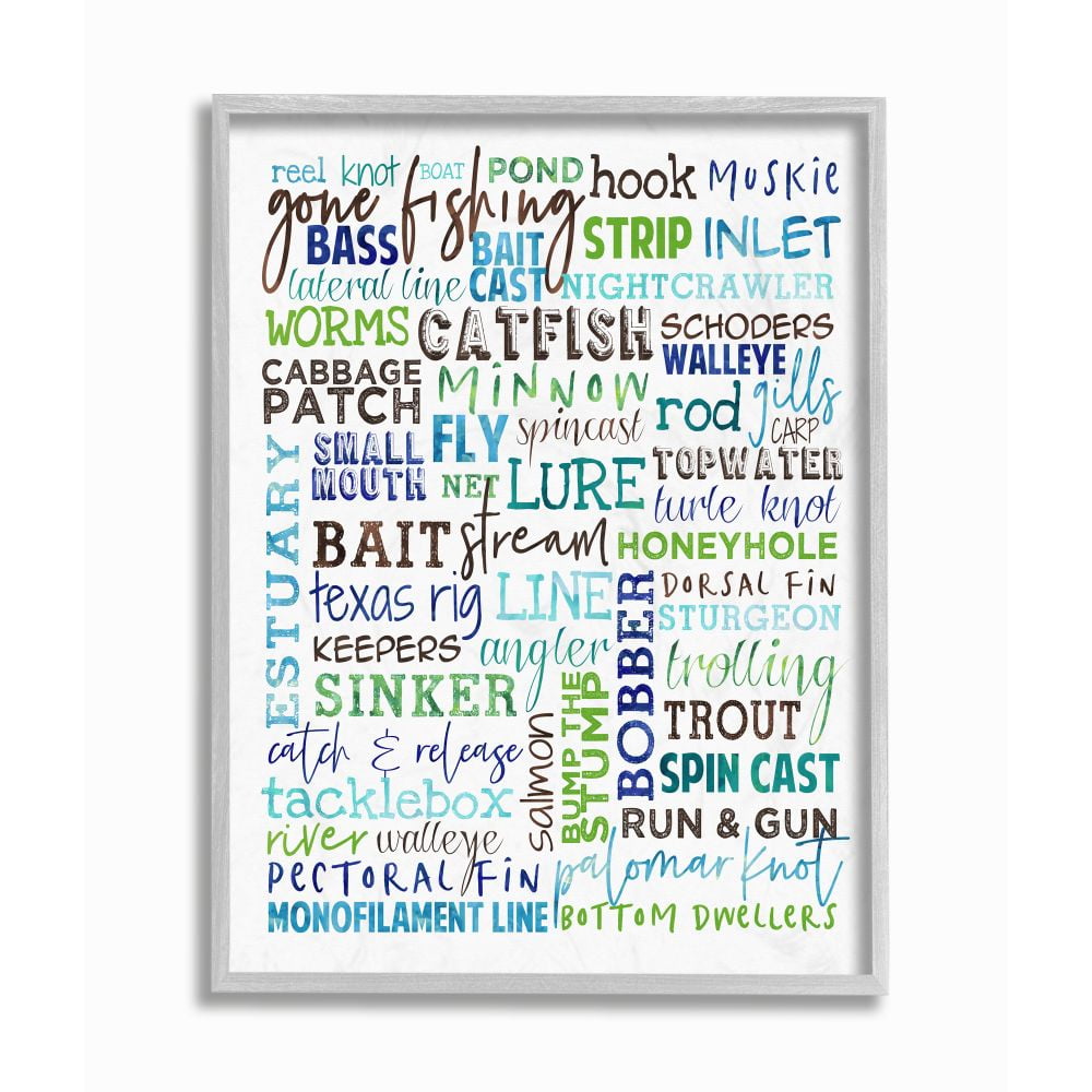Stupell Industries Fishing Terms And Phrases Sports Blue Green Word