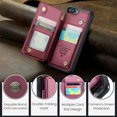 thumbnail image 4 of Mantto Case for iPhone 7 Plus/iPhone 8 Plus with Card Holder, Retro PU Leather RFID Blocking Credit Card Slots Double Magnetic Clasp Flip Kickstand Shockproof Phone Cover,Winered, 4 of 9