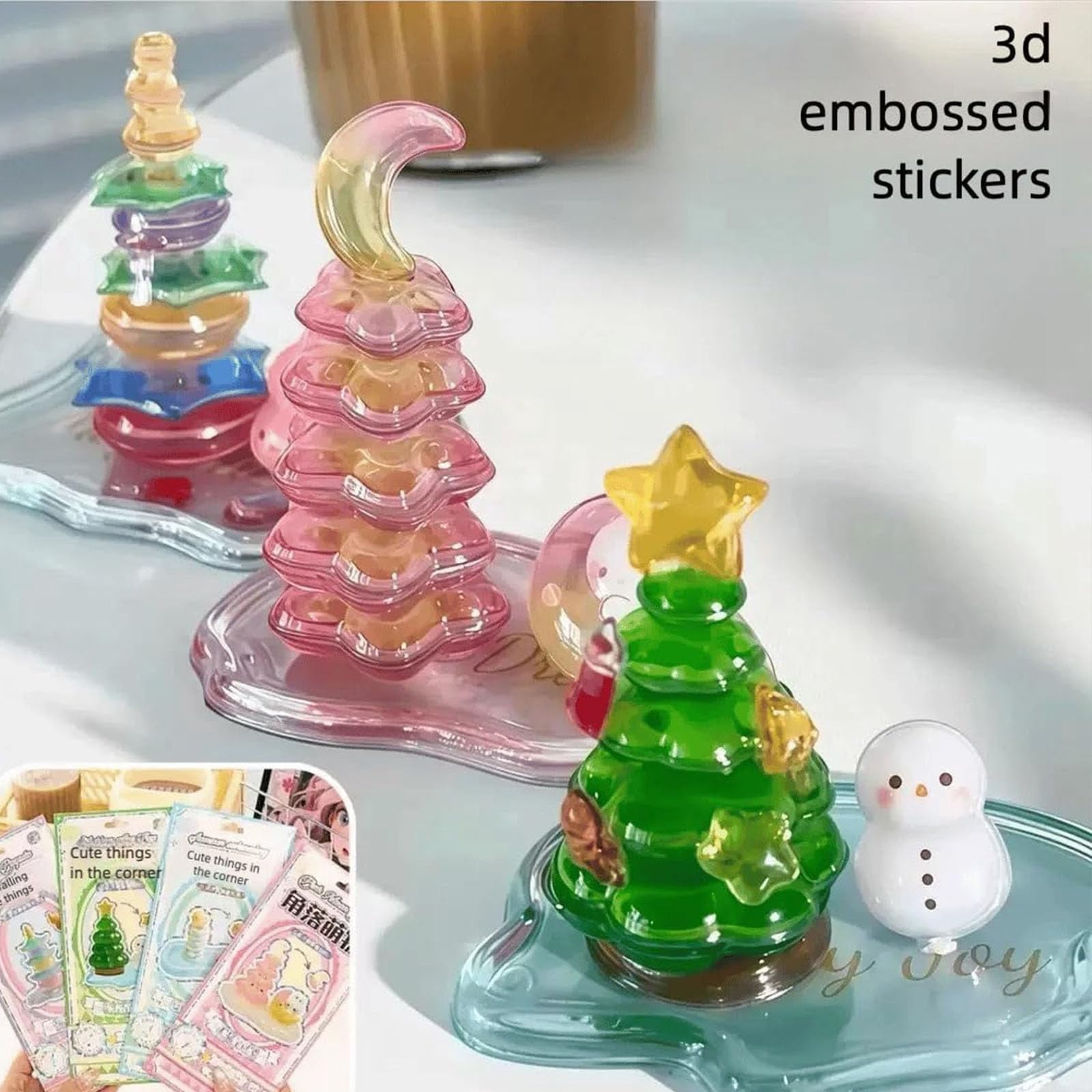 Crystal Stacked 3D Building Stickers, 3D Stackable Stickers, 3DPuffy Cartoon Resin Decorative Sticker Kit, DIY 3DPuffy Sticker Kit for Stress Relief Pass the Time