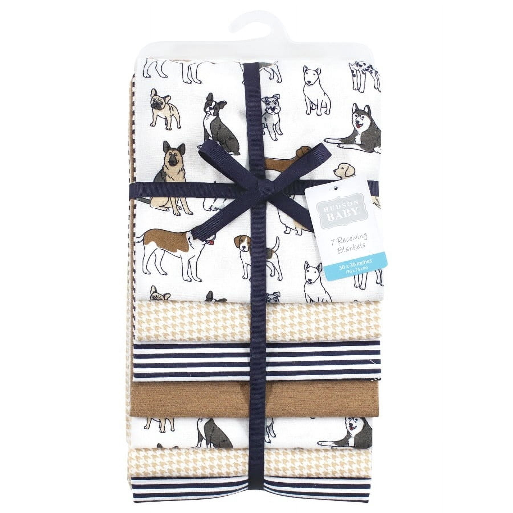 Hudson Baby Infant Boy Cotton Poly Flannel Receiving Blankets Bundle, Handsome Dogs, One Size