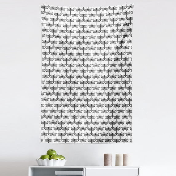 Entomology Tapestry, Monochrome Interpretation of Repeating Dragonflies Drawn by Hand, Fabric Wall Hanging Decor for Bedroom Living Room Dorm, 5 Sizes, Charcoal Grey and White, by Ambesonne