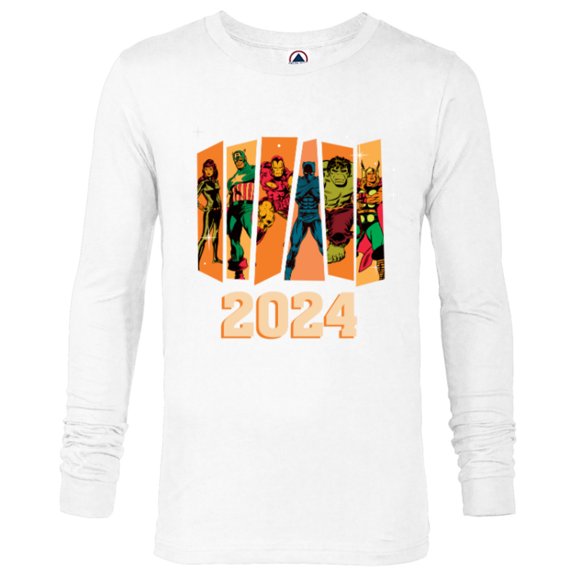 Marvel Avengers Retro Vintage Seventies Comic New Year 2024 - Long Sleeve T-Shirt for Men - Customized-White