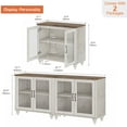 thumbnail image 2 of WAMPAT 2-in-1 Buffet Server Table, Accent Sideboard with Glass Door & Storage, Console Table for Kitchen, Dining Room, Living Room, Rustic White, 2 of 7