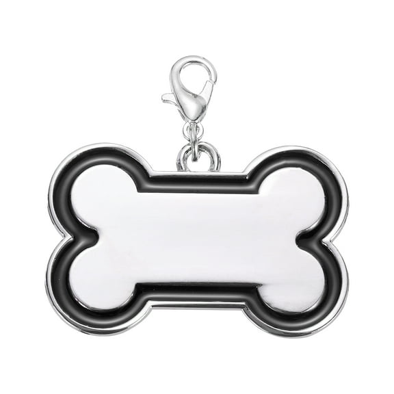 Uxcell Pet ID Tags Bone Shape, 45x30mm Metal Personalize Engraved Both Sides Blank Tags Stamping Pet Supplies (Black)
