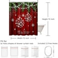thumbnail image 5 of Christmas Balls Shower Curtain, Fir Branches Waterproof Fabric Bathroom Winter Red Shower Curtain Set with 12 Hooks 72"X72", 5 of 6