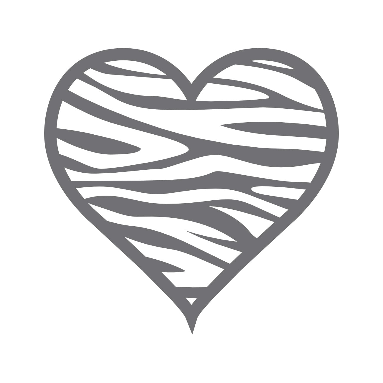 Zebra Print Heart Sticker Decal Die Cut Self Adhesive Vinyl