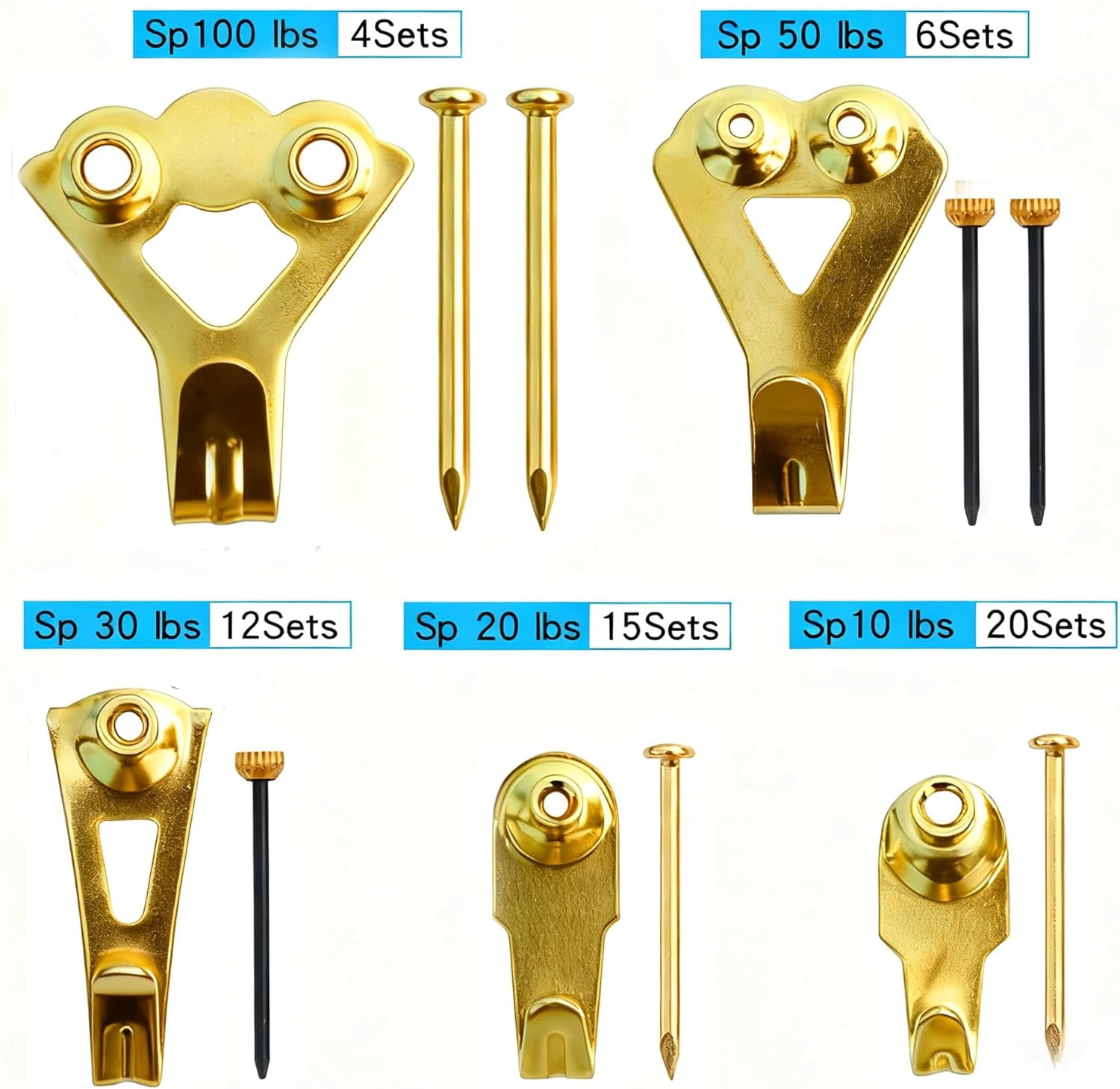 Heavy Duty Picture Hanging Kit, Assorted Hooks, Nails, D-Rings for Wall Mounting on Drywall & Wood, Complete Hardware Set for Framed Art, Photos & Mirrors
