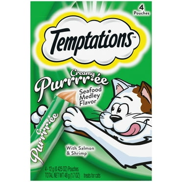 Temptations Creamy Puree Mixups Seafood Medley Flavor Dental Treats For Cats, 1.7 Oz Pouches (4 Pack)