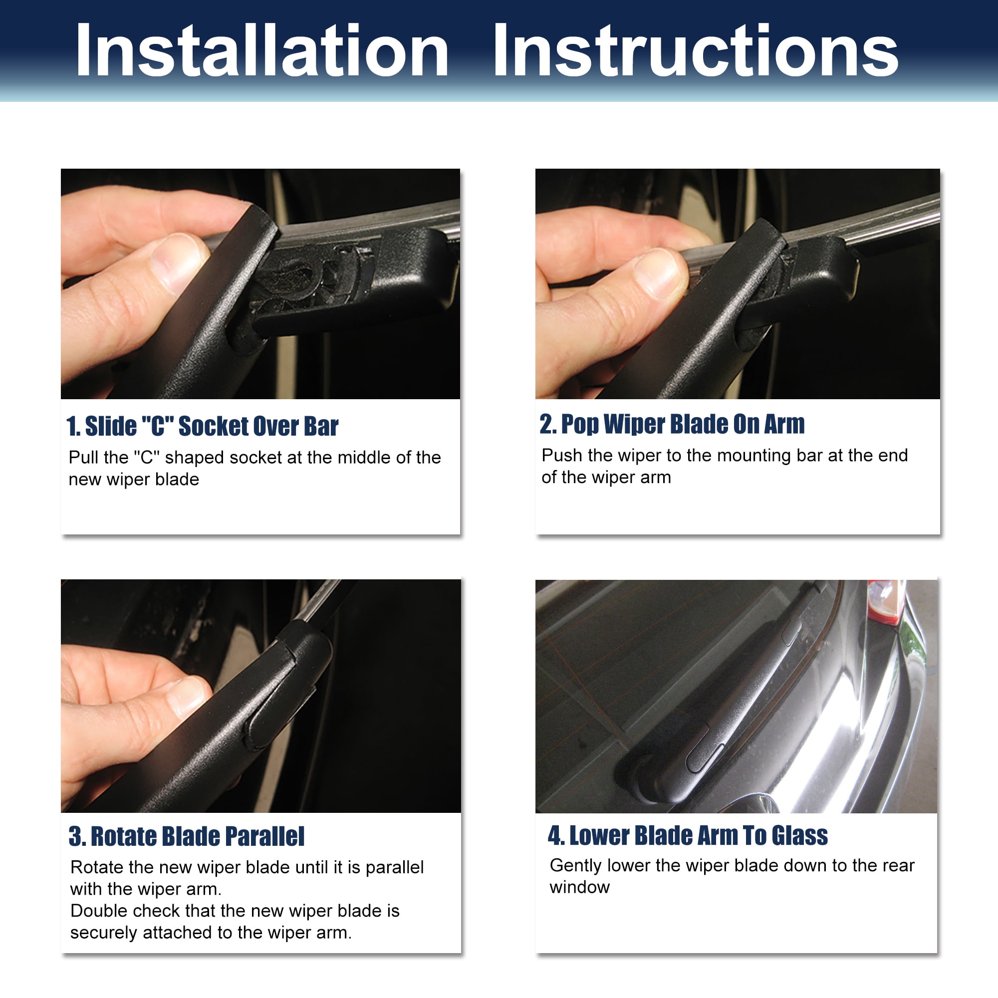Unique Bargains 9" Rear Wiper Blade All Season Automotive Wiper Blade "Wiper Blade" - 9"