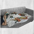 thumbnail image 5 of Magic Moon Soft Flannel Fleece Blanket, Halloween Pumpkin Crescent Kitten Watercolor Drawing of Old Witches in Fairytale, Cozy Plush for Indoor and Outdoor Use, 60" x 80", Multicolor, by Ambesonne, 5 of 5