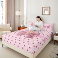 thumbnail image 3 of Erosebridal Cartoon Bow Knot Queen Sheet Sets 4 Pieces for Girls Teens,Kids Dreamy Princess Polka Dots Bed Set,Breathable Home Decor, 3 of 5