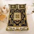 thumbnail image 5 of jejeloiu Rustic Baroque Queen Sheets For Men Women,Classic Print Queen Sheet Sets,Gold Black,4pcs,1 Flat Sheet, 1 Fitted Sheet and 2 Pillowcases, 5 of 6