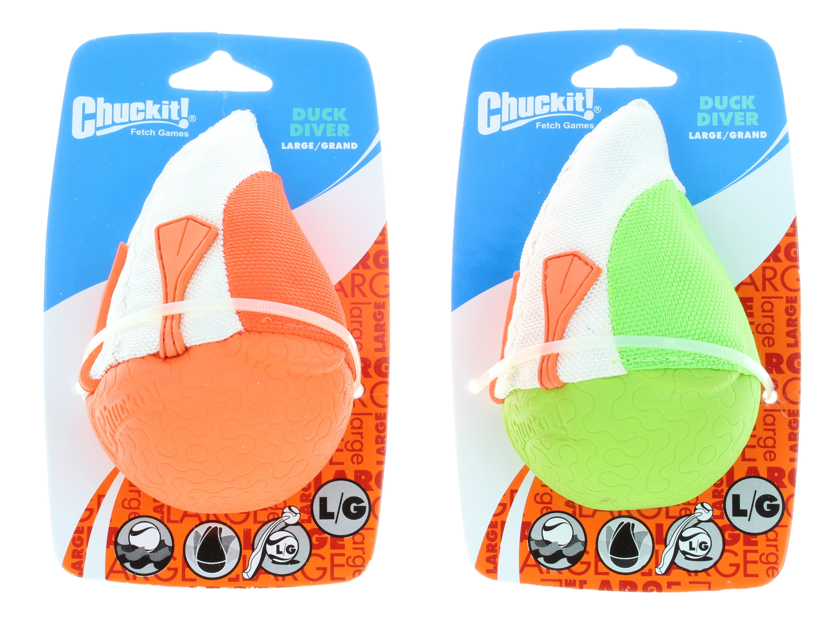 Lot of 2 Chuckit Duck Diver Fetch Toys Large Amphibious Floating Water