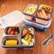 thumbnail image 4 of Caja de almuerzo plegable de silicona, 1100ML, 3 compartimentos, azul, resistente al calor y hermética, ideal para picnic, oficina o viajes., 4 of 6