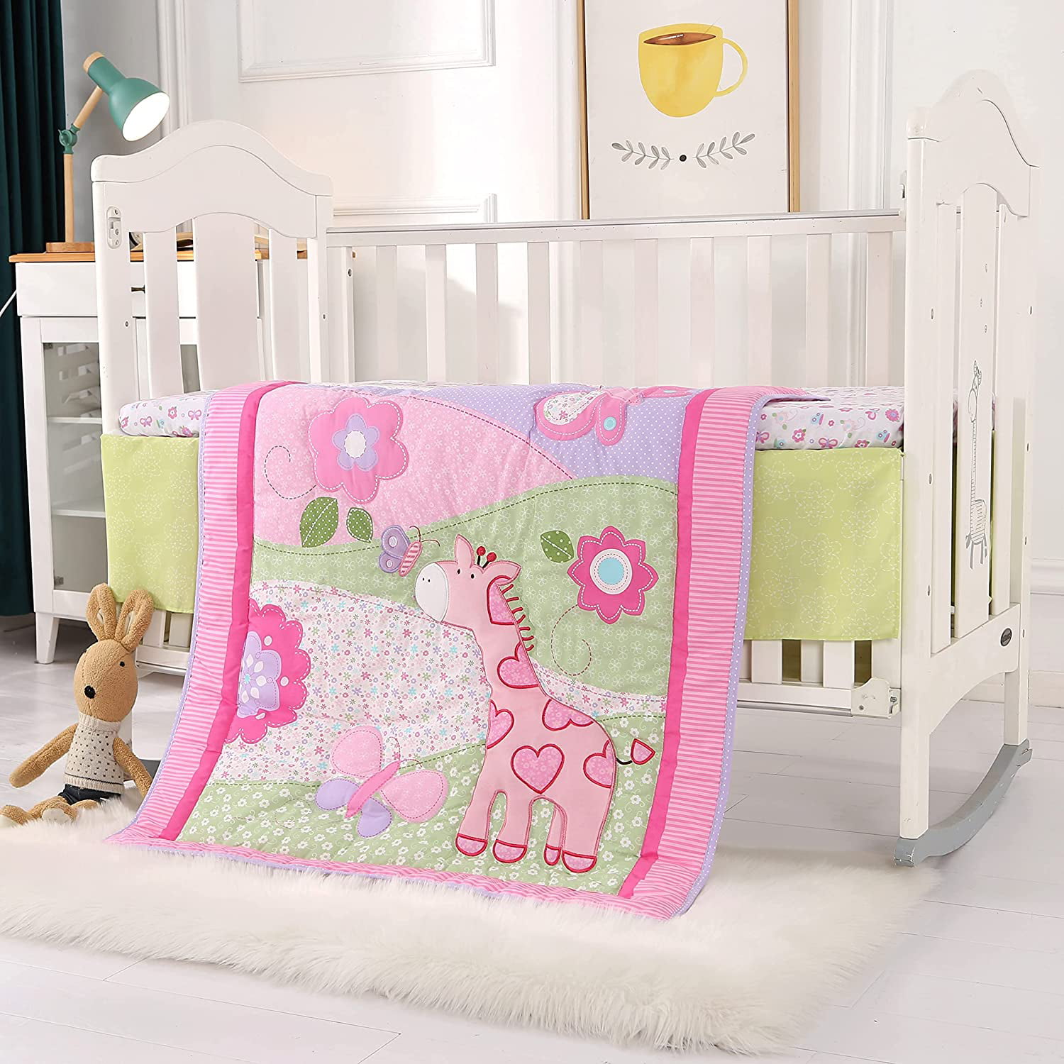 4 Pcs 2 Set Soft Breathable Crib Sheets and Pillowcase Fitted Crib Sheet Set Baby & Toddler 