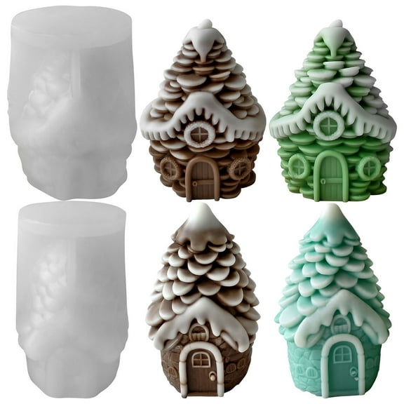 JDH 2PCS Pinecone House Handmade Silicone Mold DIY Gypsum Resin Casting Molds for Home Decor Cake Ornament Candle Christmas Pinecone Decoration
