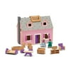 Melissa & Doug Fold and Go Wooden Play Set Dollhouse with 11 Furniture Pieces and 2 Play Figures
