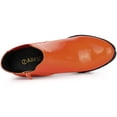 thumbnail image 4 of Botines Con Plataforma Punta Redonda Cremallera Tacón De Bloque Para Mujer Naranja 37, 4 of 6