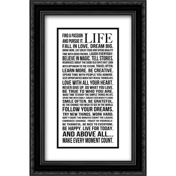 This is Your Life 2x Matted 12x22 Black Ornate Framed Art Print by Louise Carey