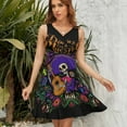 thumbnail image 7 of DIA DE LOS MUERTOS Mexico Women's Tank Dress V Neck Sleeveless Summer Sundress, 7 of 7