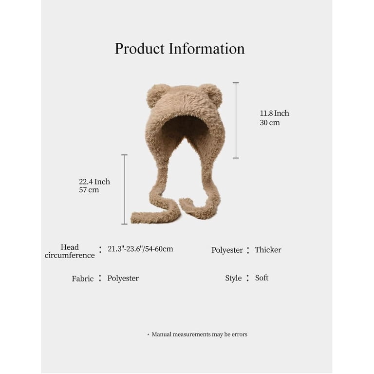 Women Winter Beanie Hats Knit Ear Flaps Cute Stuffed Bear  display picture 3