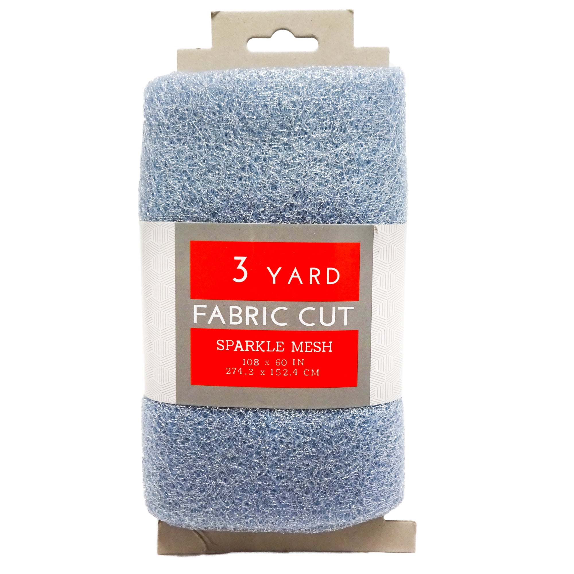 Light Blue Sparkle Mesh Polyester Fabric, 3 yard precut