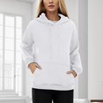 thumbnail image 5 of Gibobby Sudadera con capucha y bolsillos Sudadera de manga larga con capucha y cordón para mujer, sudadera informal holgada con bolsillo de Color sólido （Blanco， L), 5 of 5