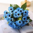thumbnail image 7 of AZXY Artificial Blue Chrysanthemum & Daisy Bouquet, Fake Flowers with Fabric Petals & Plastic Stems for Wedding Decor, Living Room Centerpieces, Home & Party Arrangements, 7 of 7