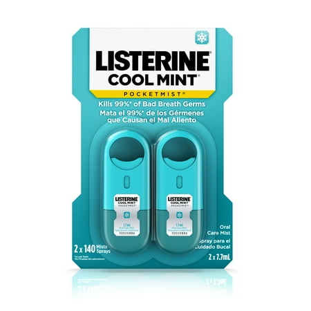 Binaca Fast Blast Breath Spray - Listerine Pocketmist Cool Mint Oral Care Mist to Get Rid Of Bad Breath, 2 Pack