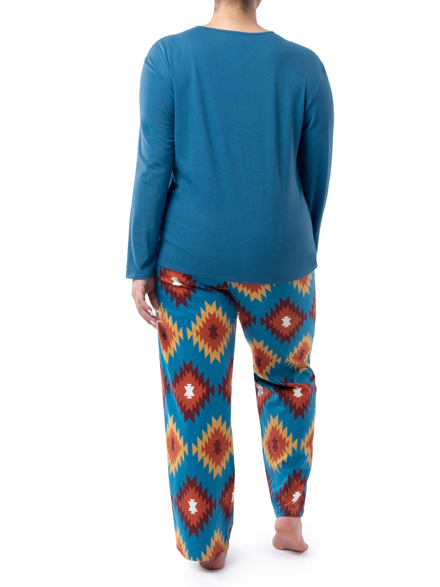 Wrangler Women's & Women's Plus Long Sleeve Top and Flannel Pajama Bottom, 2-Piece Set