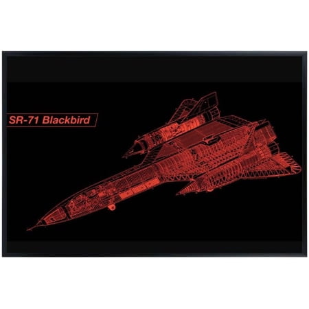 SR-71 Blackbird Blueprint Wall Art – Skunkworks Aviation Poster – Red and Black Aircraft Diagram Print – Ideal Gift for Pilots and Aviation Enthusiasts