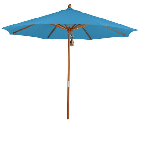 - Eclipse Collection 9 Wood Market Umbrella Pulley Open Marenti Wood/Pacifica/Capri