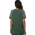 thumbnail image 2 of FUTATA Women Casual Short Sleeve Stripe Tee Summer Casual Tunic Tops Blouse Round Neck Leopard Color Block T-Shirt Plus Green, 2 of 7