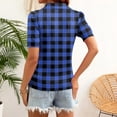 thumbnail image 5 of Trgacdwlo Plaid Womens Golf Polo Shirt Collared V Neck Womens Short Sleeve Tops Summer Retro Boho Women's Polo Shirts Blue XXL, 5 of 5