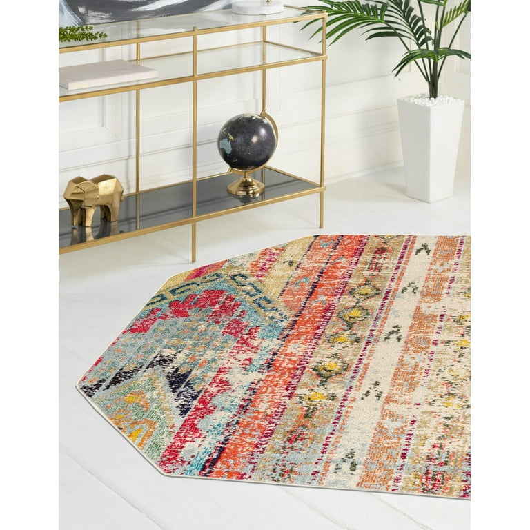 Unique Loom Sedona Vintage Rug - Distressed Blue/Beige Over-Dyed Area Rug, 7x10 Feet, Polypropylene, Machine Made