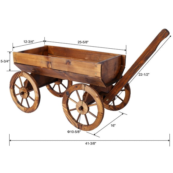 Garden Pots Wood Wagon Flower Planter Pot Stand W/Wheels Home Garden Outdoor Decor,Planters For Outdoor Plants