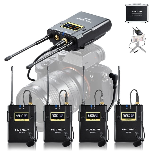 Sistema de micrófono Lavalier inalámbrico FULAIM WM500 UHF 16 canales