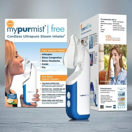 MyPurMist Free Ultrapure Handheld Personal Steam Inhaler (Cordless), Vaporizer and Humidifier