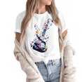 thumbnail image 4 of NAMTYQX Womens Shirts Dressy Casual Cool Print Plus Size Bedruckt Light Boxy Fit Short Sleeve Trendy Scoop Neck Summer Blouses for Women 2025 Multicolor Size 4XL, 4 of 5
