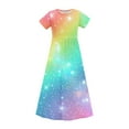 thumbnail image 4 of Fjofpr Toddler Girl Clothes under $5 Toddler Kids Girls Cute Gradient Print Short Sleeve Stretchy Pocket Dress A Line Long Dress（4-14Years）, 4 of 9