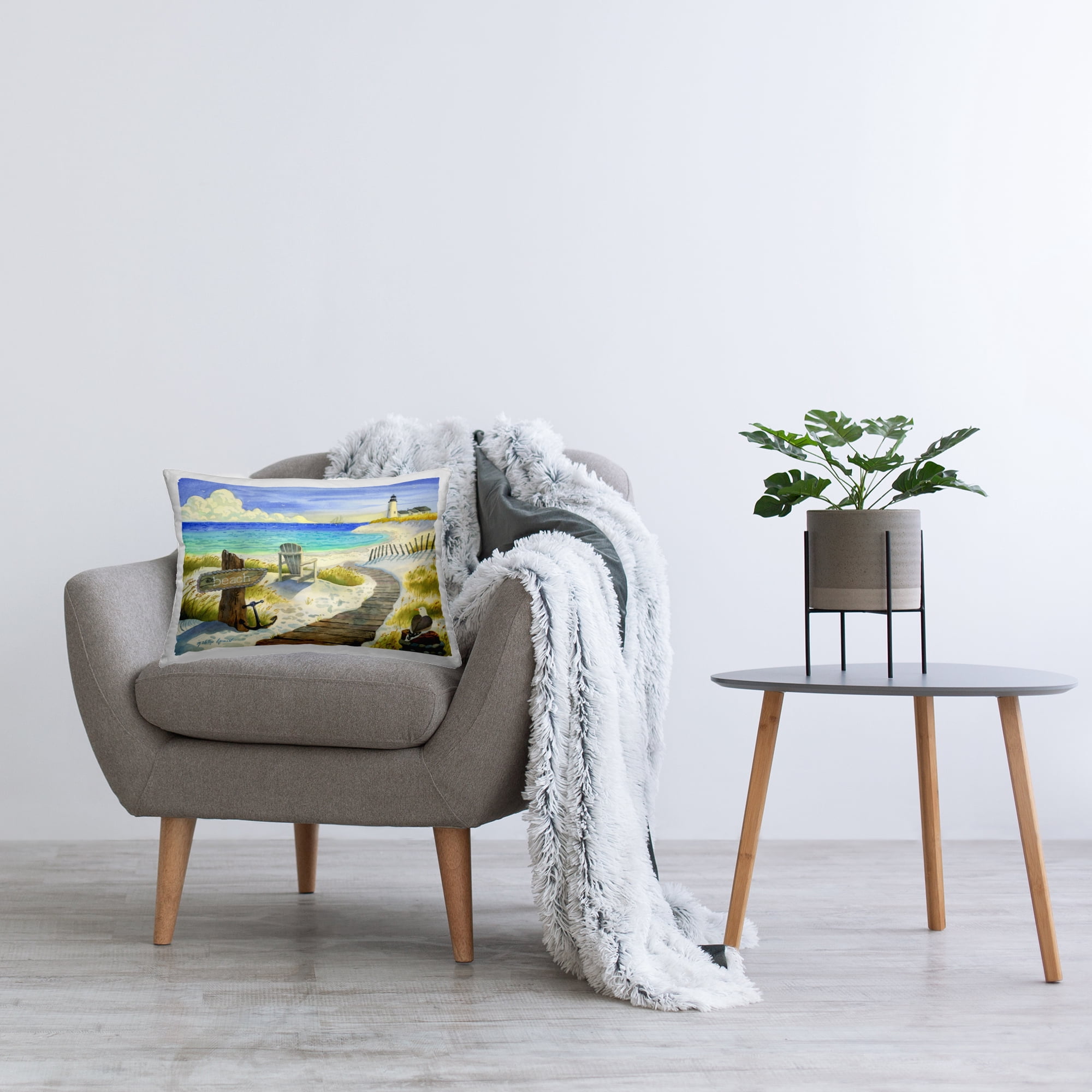 Stupell Industries Boardwalk To The Lighthouse Decorative Printed Throw Pillow, design by Robin Altman, 14 x 7 x 20