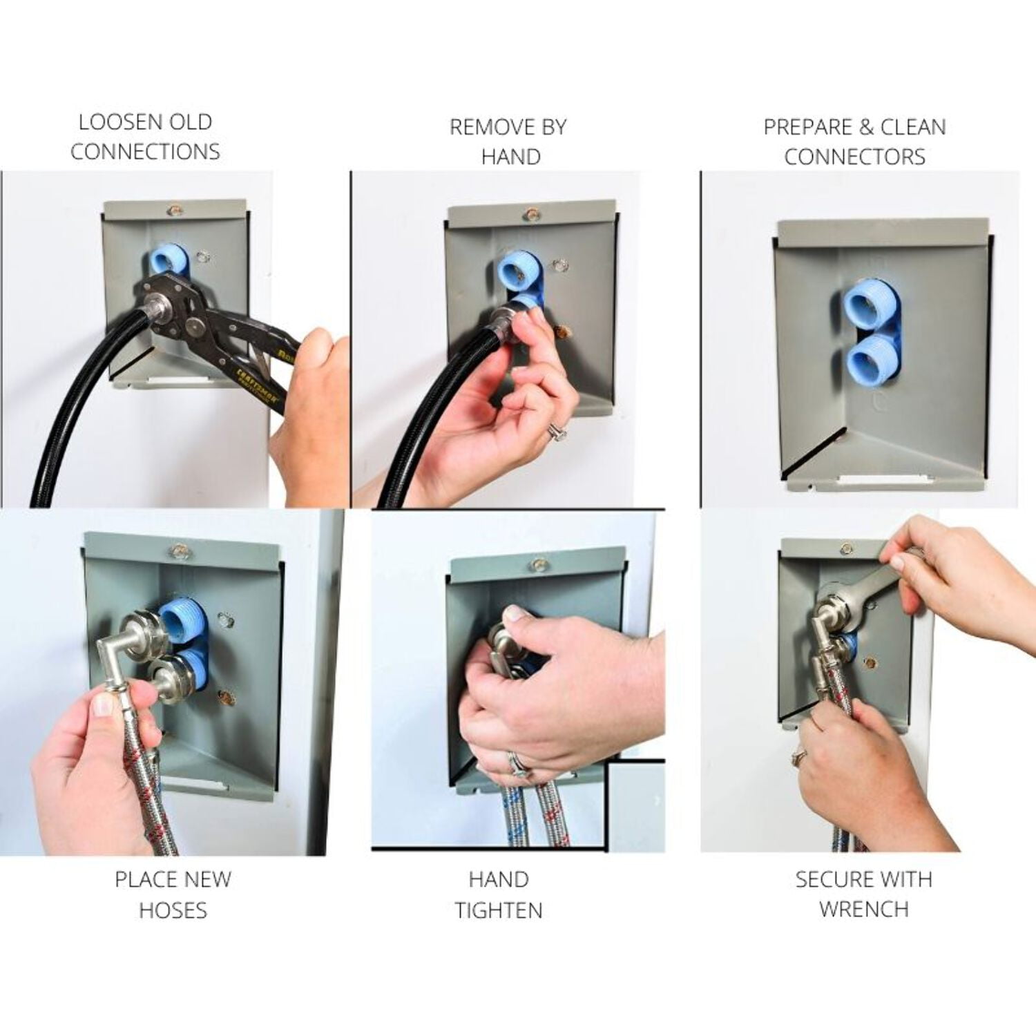 Washing Machine Hoses (4FT) - 90° Elbow - OCTAGON Connections for Secure Tightening - Universal Fit to All Wash Machines - (2 Pack) Braided Stainless Steel - Burst Proof Washer Water Supply Line