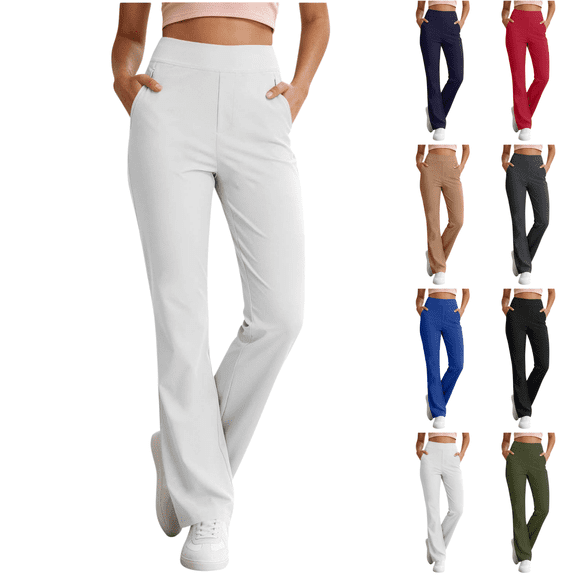 Sunnin Womens High Waisted Bootcut Yoga Pants with Pockets Stretch Workout Trousers