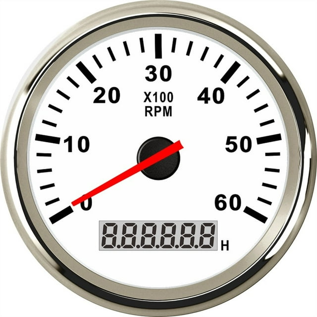 Universal Tachometer 85mm Car Boat Tacho Sensor Marine with Hourmeter 3000 4000 6000 8000 RPM Tachometer 12V/24V Red Backlight ,Wide Applicability