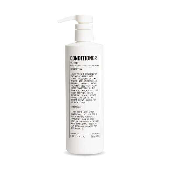 Acondicionador natural para hombres Blu Atlas - Para todo tipo de cabello - Hidratación profunda y calmante del cuero cabelludo Sulfato vegano y sin parabenos - Aroma clásico 16 oz.